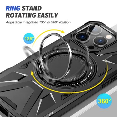 Hybridskal iPhone 16 pro MagSafe Ring Svart