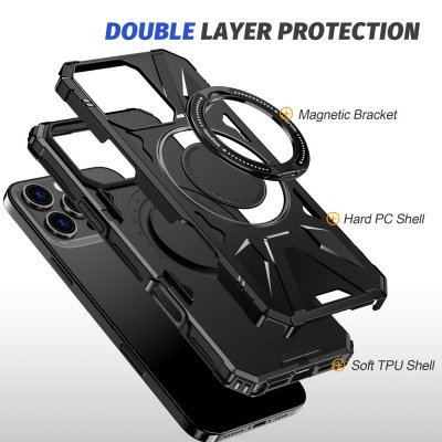 Hybridskal iPhone 16 pro Max MagSafe Ring Svart