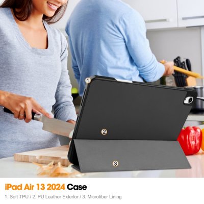 Apple iPad Air 13 3rd Gen (2026) Fodral Tri-Fold Med Pencil-hållare Svart