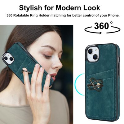 Köp iPhone 14 Kortfack Skal Ring Grön Online