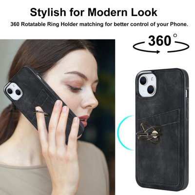 Köp iPhone 14 Kortfack Skal Ring Svart Online