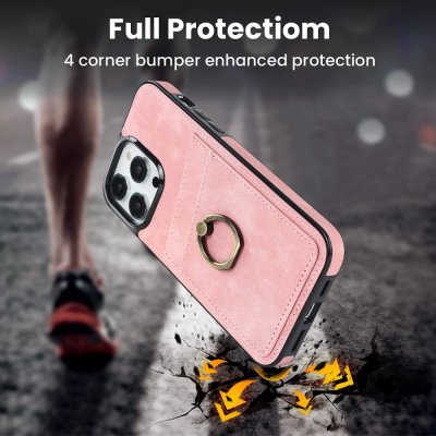 Köp iPhone 14 Pro Kortfack Skal Ring Rosa Online