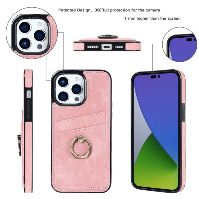 Köp iPhone 14 Pro Kortfack Skal Ring Rosa Online