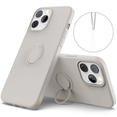 Skal iPhone 14 Pro Med Ringhållare i grå färg som visa hur olika sidor ser ut