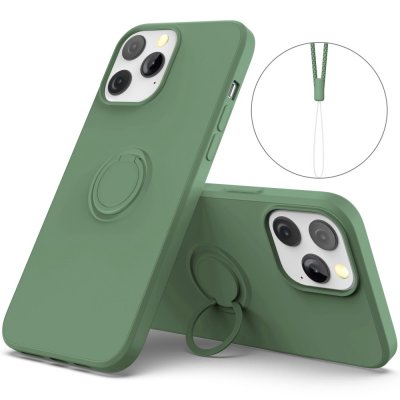 Skal iPhone 14 Pro Med Ringhållare i grön färg som visas i två olika sidor