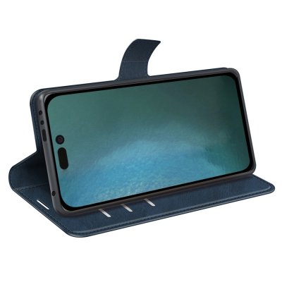 Köp iPhone 14 Pro Wallet Leather Blue Online