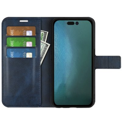 Köp iPhone 14 Pro Wallet Leather Blue Online