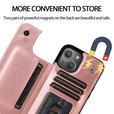 Köp iPhone 14 Skal Plånbok Roséguld Online