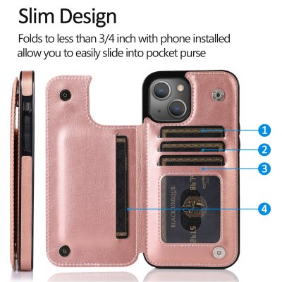 Köp iPhone 14 Skal Plånbok Roséguld Online