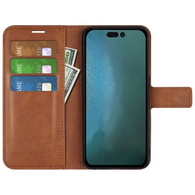 iPhone 14 Wallet Leather Brown - Techhuset.se