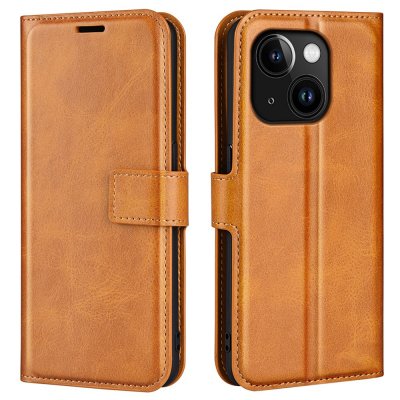 Köp iPhone 15 Plus Wallet Leather Cognac Online