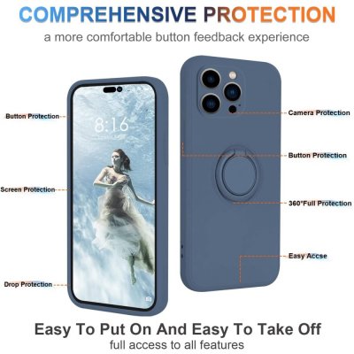 Köp iPhone 15 Pro Max Skal Med Ringhållare Mörkblå Online