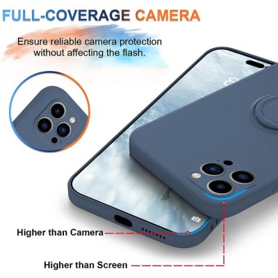 Köp iPhone 15 Pro Skal Med Ringhållare Mörkblå Online