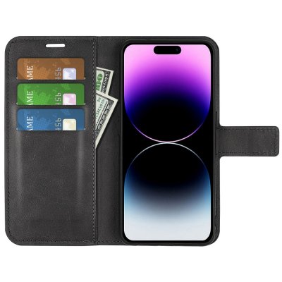 Köp iPhone 15 Pro Wallet Leather Black Online