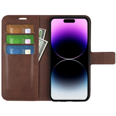 Köp iPhone 15 Pro Wallet Leather Brown Online