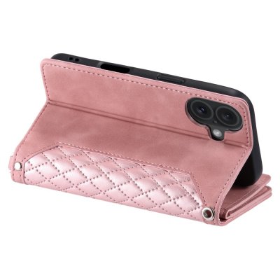 iPhone 16 Plånboksväska Vadderad Rosa