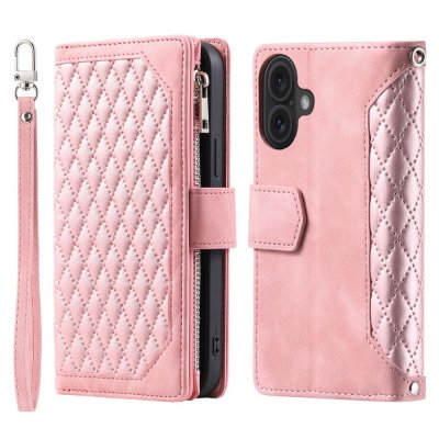 iPhone 16 Plånboksväska Vadderad Rosa