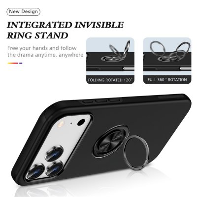 iPhone 17 Pro Max skal med stativfunktion - magnetisk ringhållare i uppfällt läge