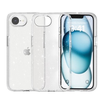 Transparent glitter-skal med stöttåliga hörn för iPhone 17e