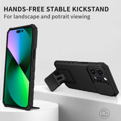 Köp Kickstand Skal iPhone 14 Pro Max Kameraskydd Svart Online