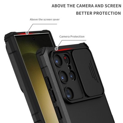 Köp Kickstand Skal Samsung Galaxy S24 Ultra Kameraskydd Svart Online
