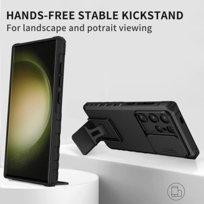 Köp Kickstand Skal Samsung Galaxy S24 Ultra Kameraskydd Svart Online