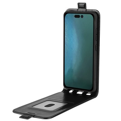 Läder Flip Fodral iPhone 14 Pro Svart - Techhuset.se