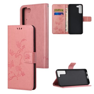 Läderfodral Fjärilar Galaxy S22 Plus Rosa - Techhuset.se