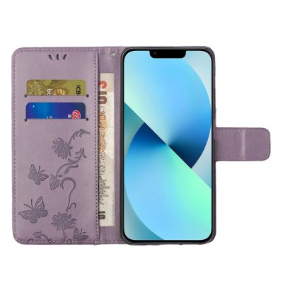Köp Läderfodral Fjärilar iPhone 15 Pro Lila Online