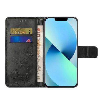 Köp Läderfodral Fjärilar iPhone 15 Pro Svart Online