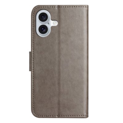 Läderfodral Fjärilar iPhone 16 Grå