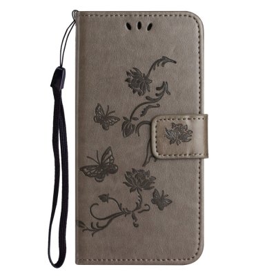 Läderfodral Fjärilar iPhone 16 Pro Grå