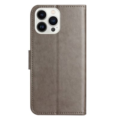 Läderfodral Fjärilar iPhone 16 Pro Grå