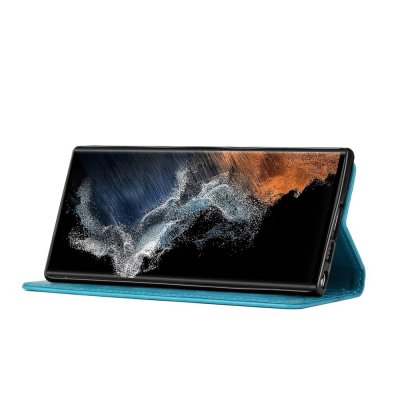 Köp Läderfodral Fjärilar Samsung Galaxy S23 Ultra Blå Online