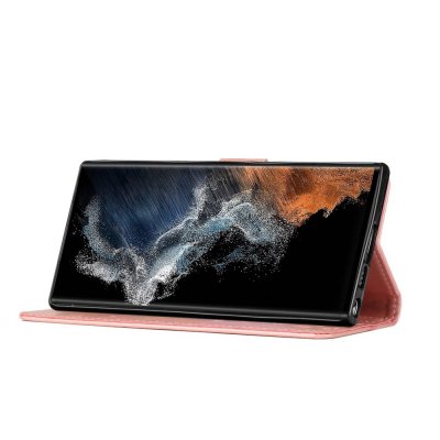 Köp Läderfodral Fjärilar Samsung Galaxy S23 Ultra Roséguld Online