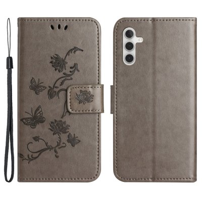 Köp Läderfodral Fjärilar Samsung Galaxy S24 Plus Grå Online