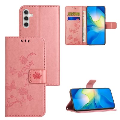 Köp Läderfodral Fjärilar Samsung Galaxy S24 Rosa Online