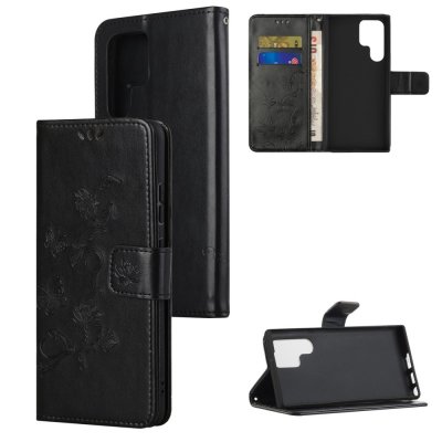 Köp Läderfodral Fjärilar Samsung Galaxy S24 Ultra Svart Online