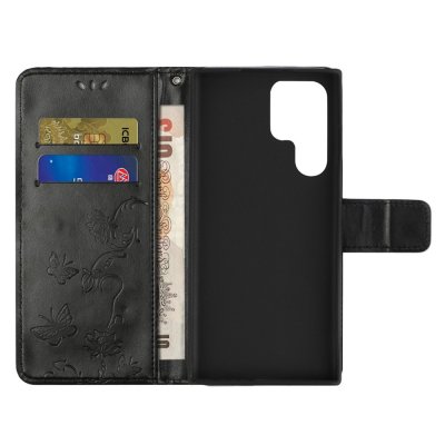Köp Läderfodral Fjärilar Samsung Galaxy S24 Ultra Svart Online