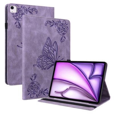 Läderfodral Apple iPad Air 11 7th Gen (2025) Fjärilar Lila