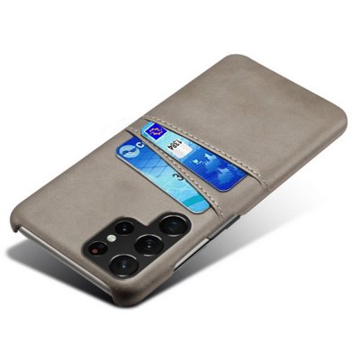 Läderskal Kortfack Samsung Galaxy S22 Ultra Grå - Techhuset.se