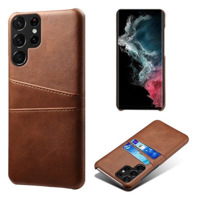 Köp Läderskal Kortfack Samsung Galaxy S23 Ultra Brun Online