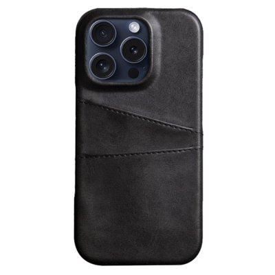 Läderskal Med Kortfack iPhone 16 Pro Svart