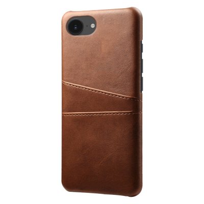 Elegant iPhone 17e brunt läderskal med kortficka – baksida
