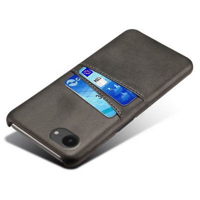 Svart iPhone 17e skal med kortficka i läder – skydd och stil i ett