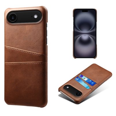 Brunt mobilskal i läder med kortfack för iPhone 17 Air - klassisk design