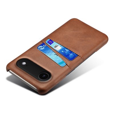 Elegant iPhone 17 Air mobilskal i brunt läder - kortfack synligt