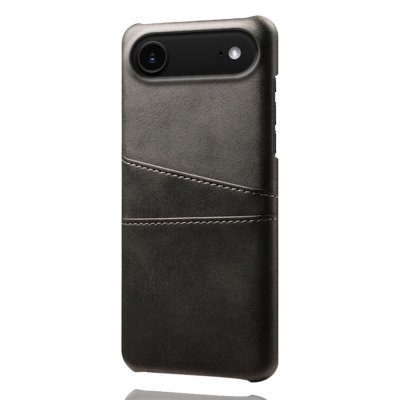 Baksida av svart läderskal för iPhone 17 Air – stilren design med kortfack