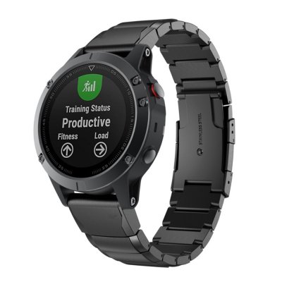Garmin Fenix 8 47mm med svart länkarmband i metall framifrån