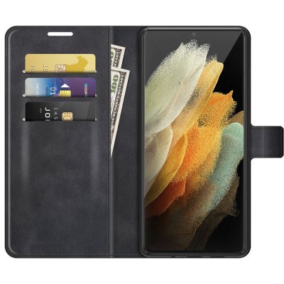 Leather Wallet Samsung Galaxy S22 Ultra Black - Techhuset.se